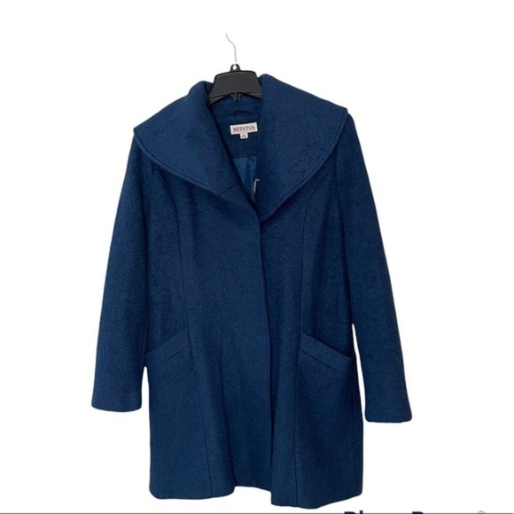 Merona  blue wool blend coat with buttons and pockets women’s size large - Picture 1 of 8